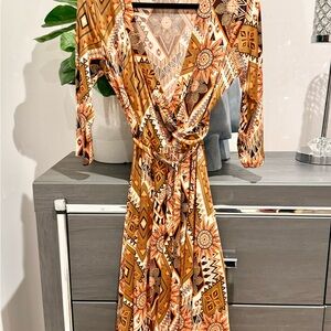 Elegant Long Sleeve Geometric Dress